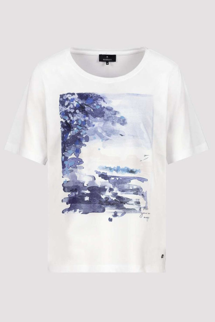 T-Shirt with Front Print in White by Monari in 34 / White