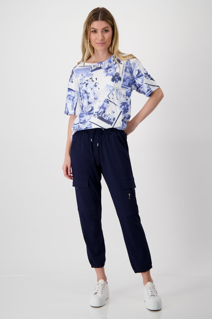 T-Shirt with Polaroid Print in Navy by Monari in 34 / Navy