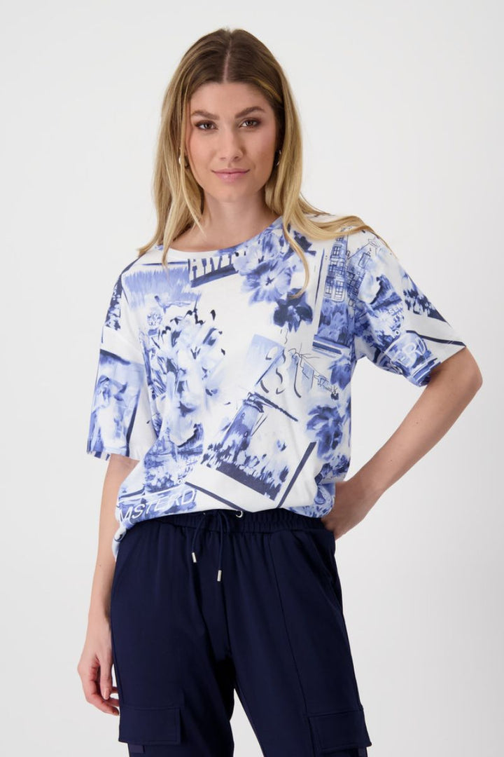 T-Shirt with Polaroid Print in Navy by Monari in 34 / Navy