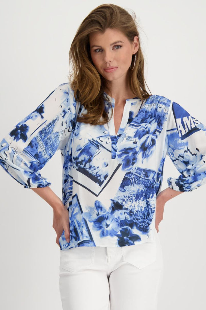 Blouse with Polaroid Print in Navy by Monari in 34 / Navy