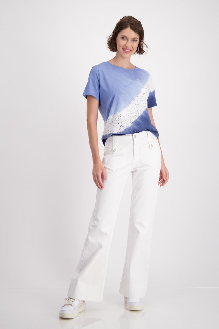 T-Shirt with Batik Print in Blue by Monari in 36 / Blue White