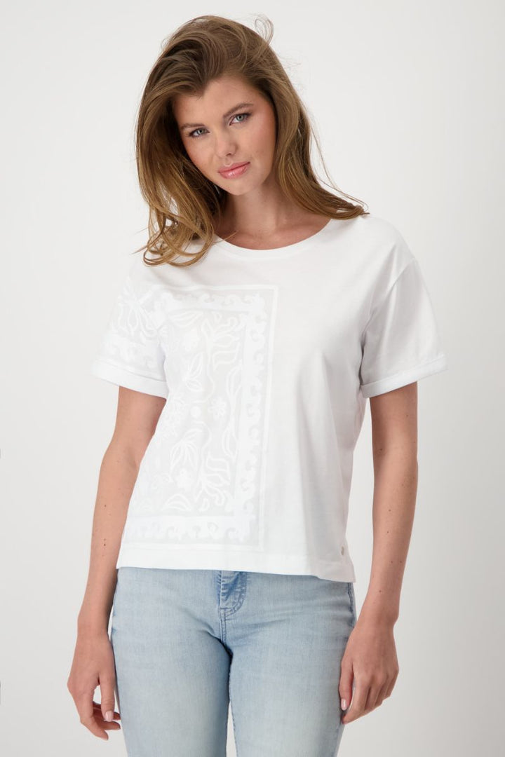 T-Shirt with Mandala Print in White by Monari in 34 / White