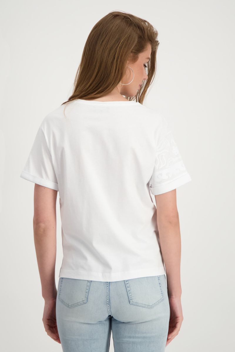 T-Shirt with Mandala Print in White by Monari