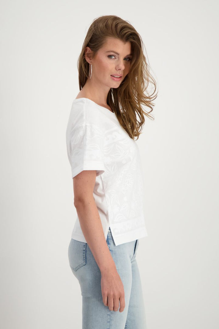 T-Shirt with Mandala Print in White by Monari in 34 / White