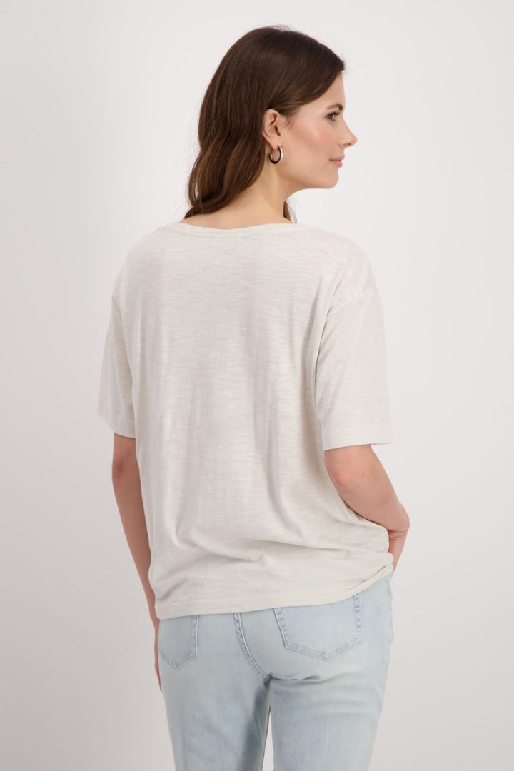 Gemstone Appliqué Cotton Viscose T-Shirt in Light Sand by Monari in 34 / Sand
