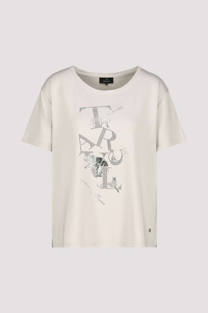 EcoVero Jewellery Print T-Shirt in Light Sand by Monari in 44 / Off White