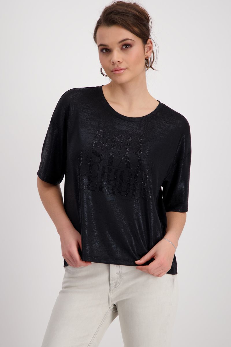 Gloss Print T-Shirt in Black by Monari