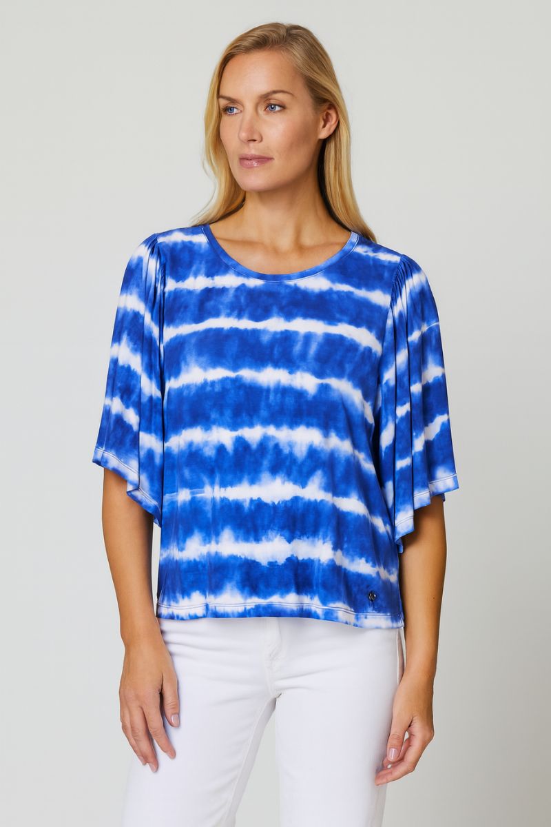 T-Shirt with Batik Print in Blue by Monari