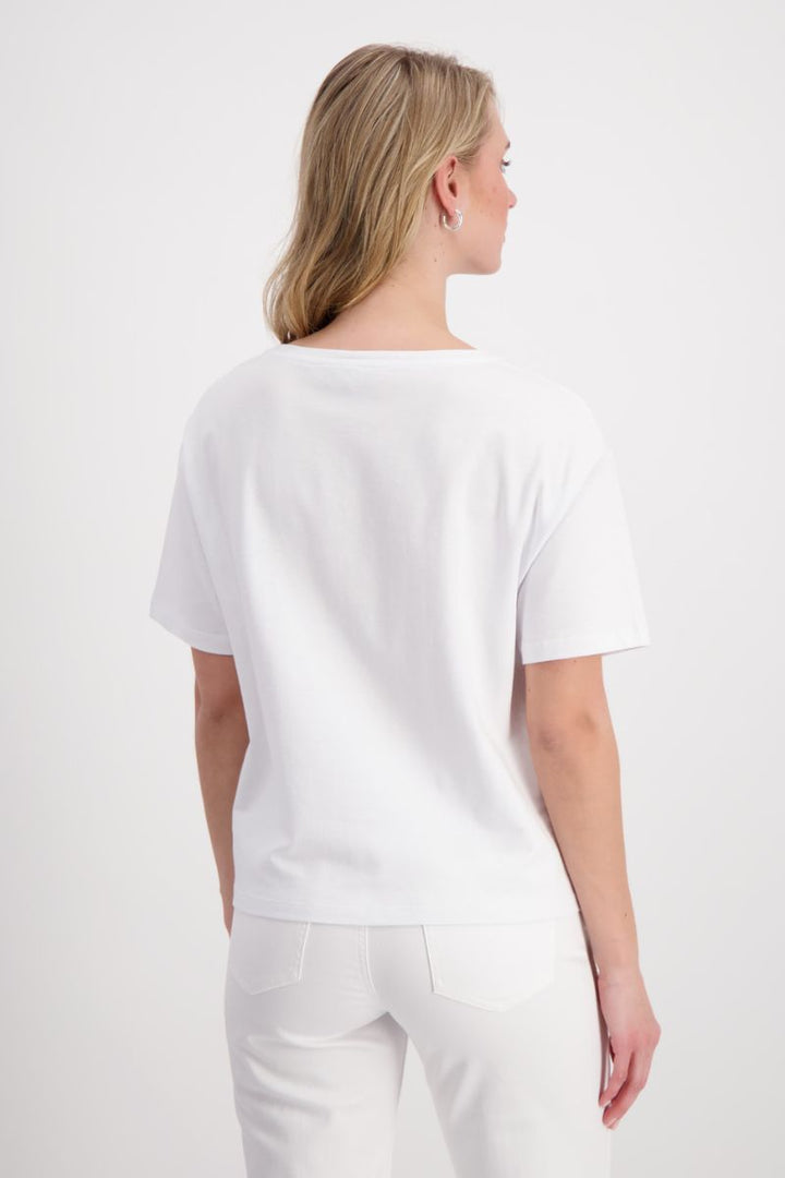 T-Shirt with Floral Placement Print in White by Monari in 34 / White