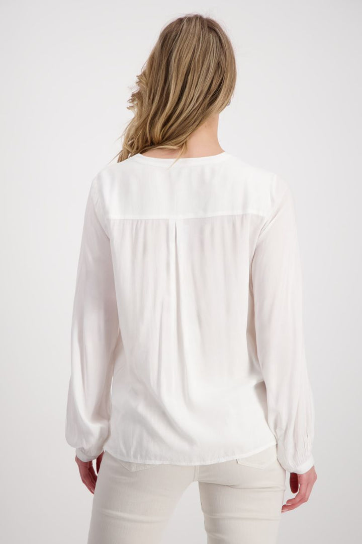 Blouse with Embroidered Floral Detail in White by Monari in 38 / White