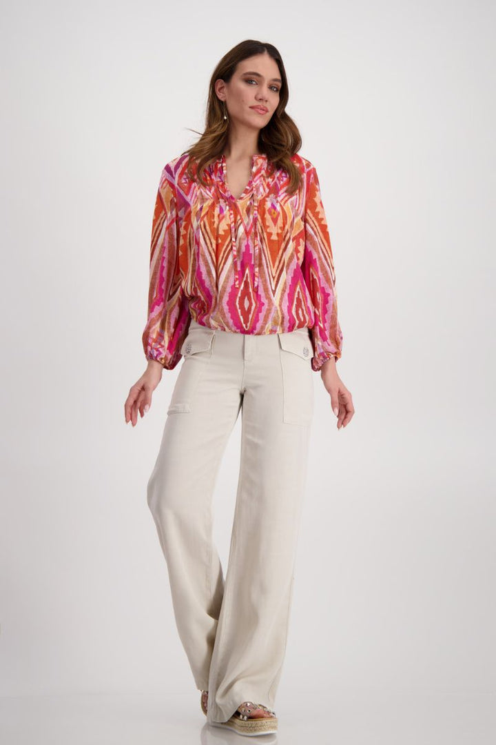 Blouse with Ikat Print in Berry by Monari in 36 / Berry