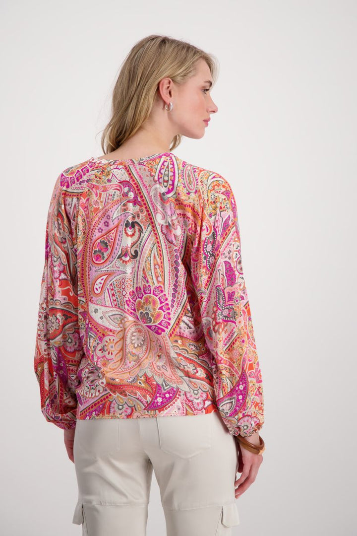 Blouse with Paisley Print in Orange by Monari in 38 / Orange