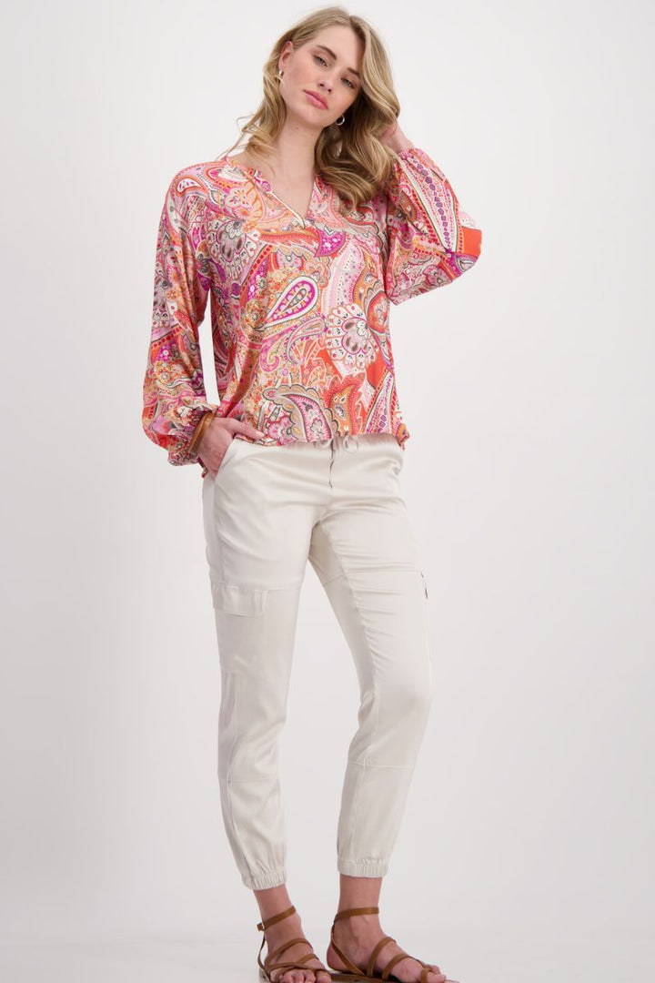 Blouse with Paisley Print in Orange by Monari in 38 / Orange