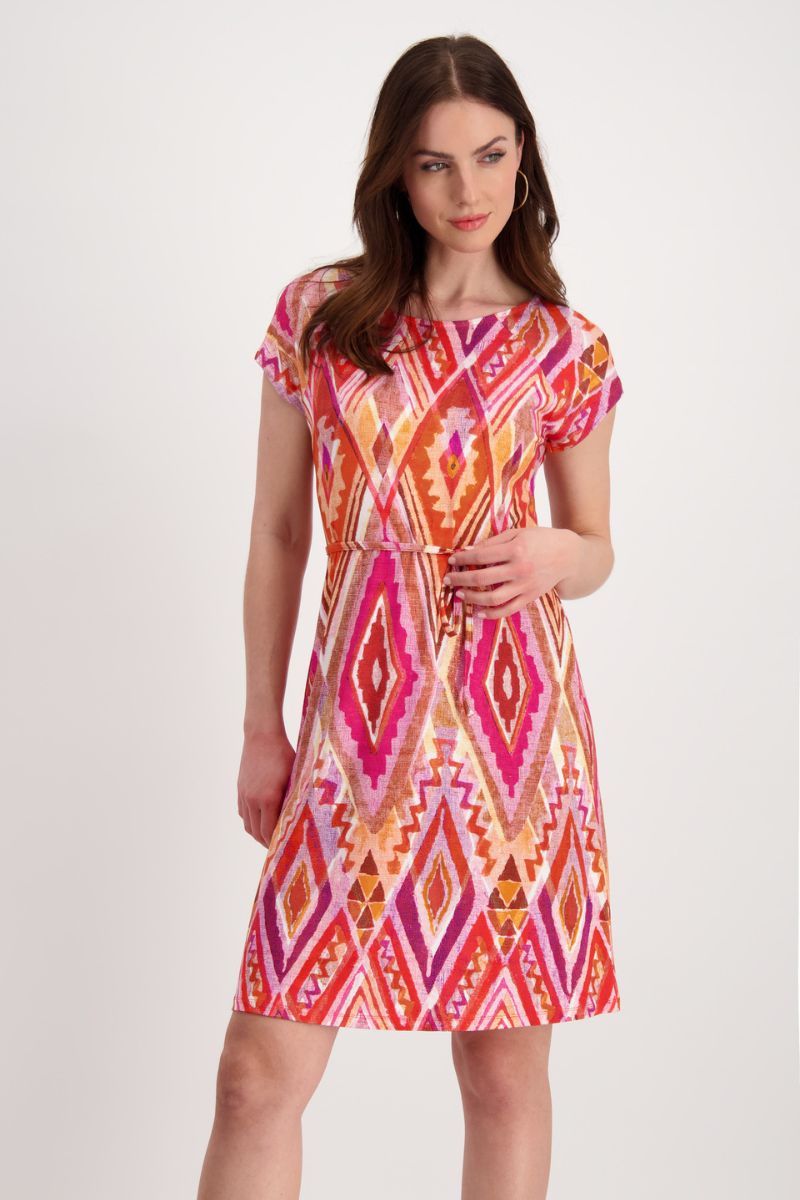 Dress with Ikat Print in Berry by Monari