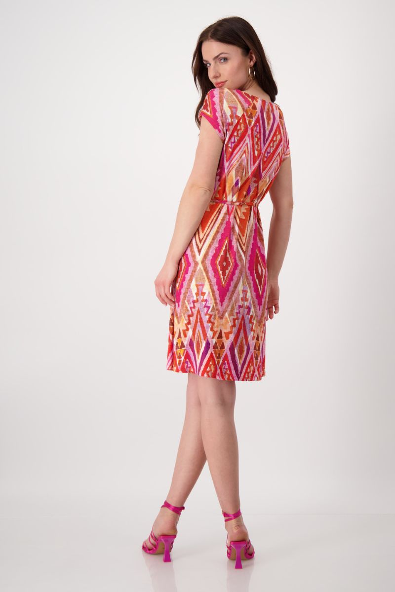 Dress with Ikat Print in Berry by Monari