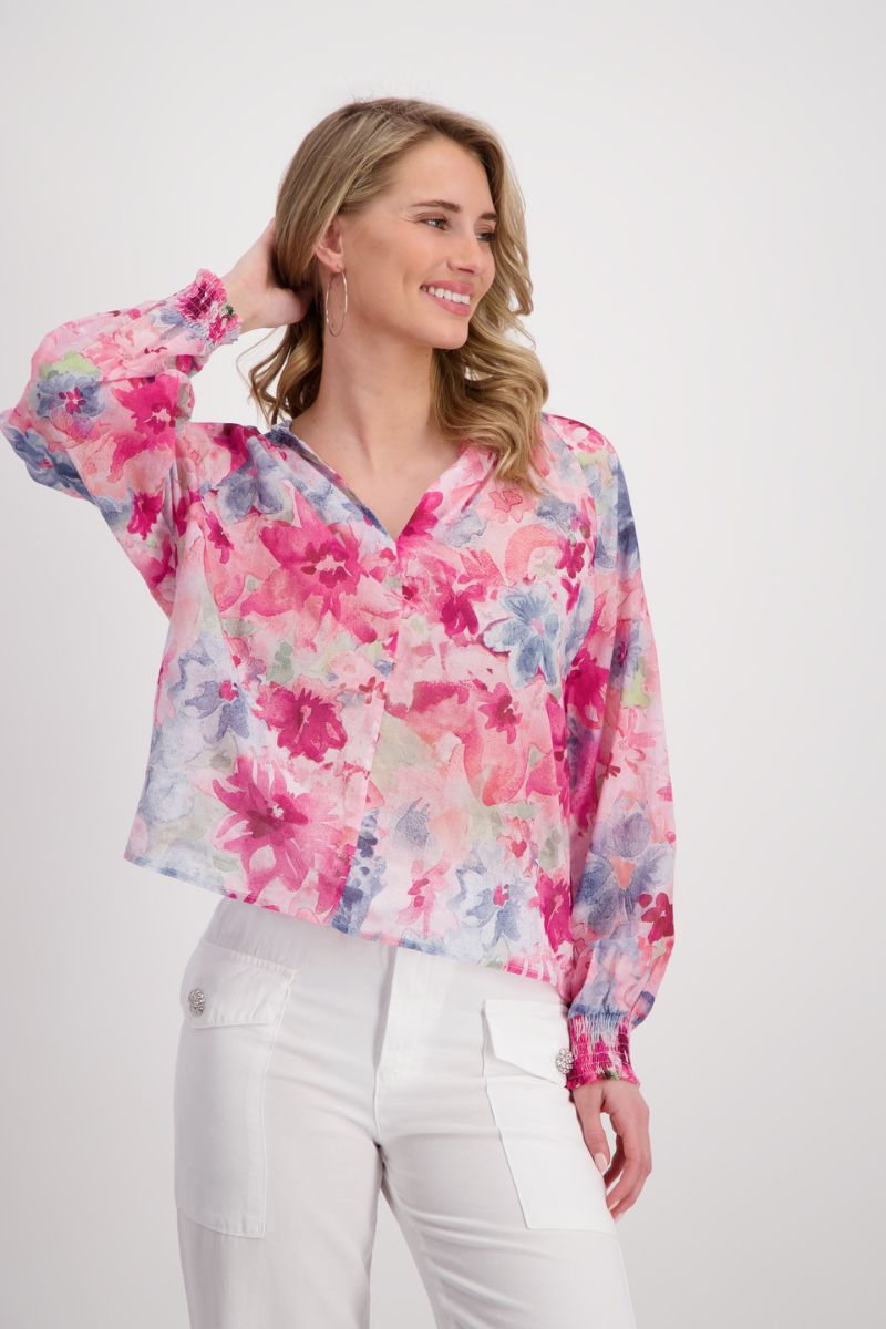 Flower Blouse in Pink Floral by Monari
