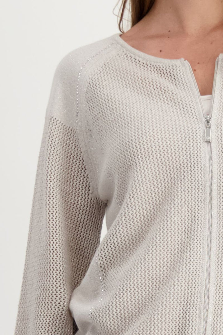 Lurex Bomber-Style Relaxed Jacket in Sand by Monari in 44 / Sand