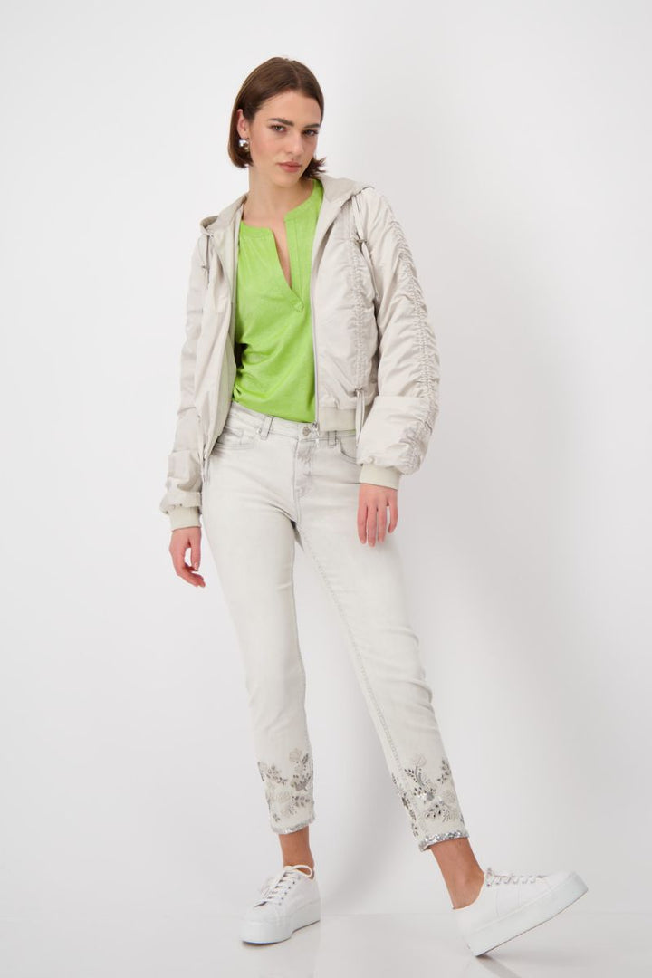 Embroidered Denim Jeans in Marble by Monari in 38 / Sand
