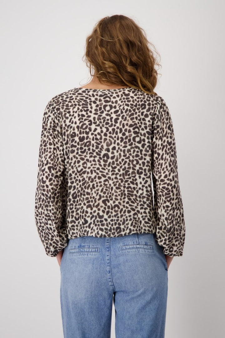 Blouse All Over Leo Print in Leo Print by Monari in 34 / Coffee Bean
