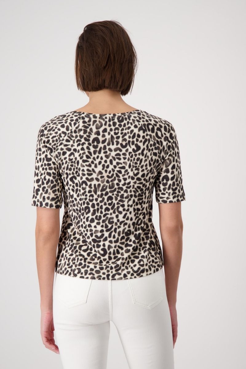 Woman wearing Monari 409204MNR T-Shirt All Over Print back view