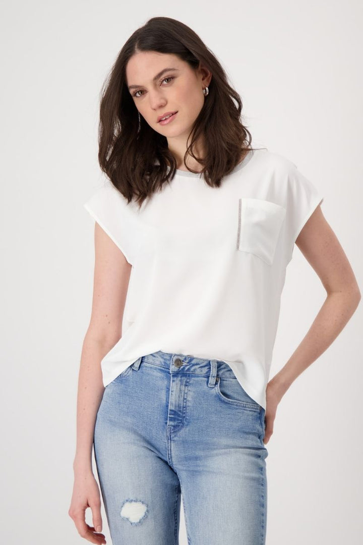 Off White Jersey Bag T-Shirt in Off White by Monari in 34 / Off White