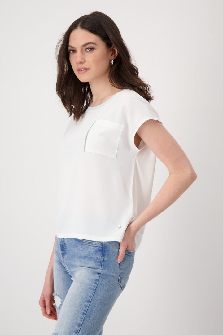 Off White Jersey Bag T-Shirt in Off White by Monari in 34 / Off White