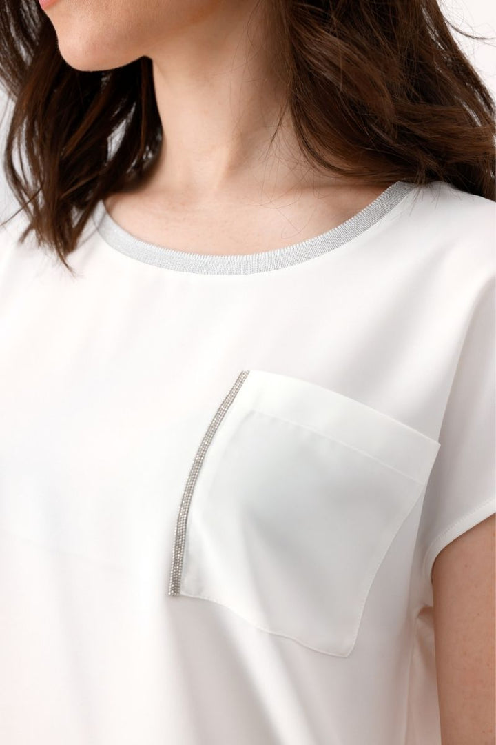 Off White Jersey Bag T-Shirt in Off White by Monari in 34 / Off White