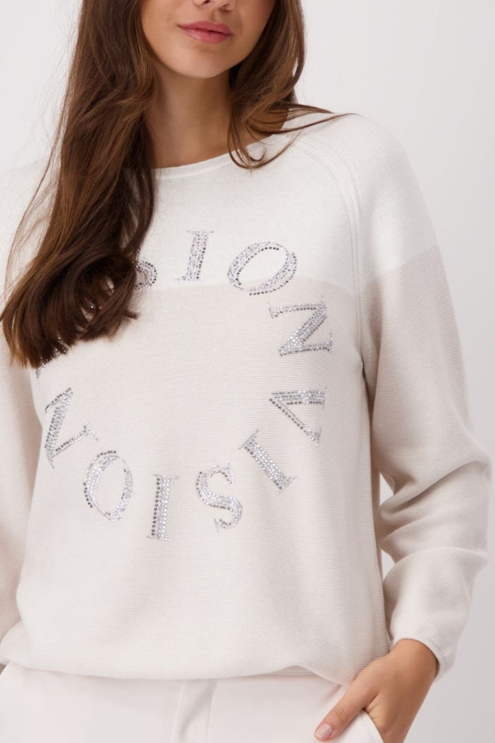 Sweater with Crystal Detail in Beige by Monari