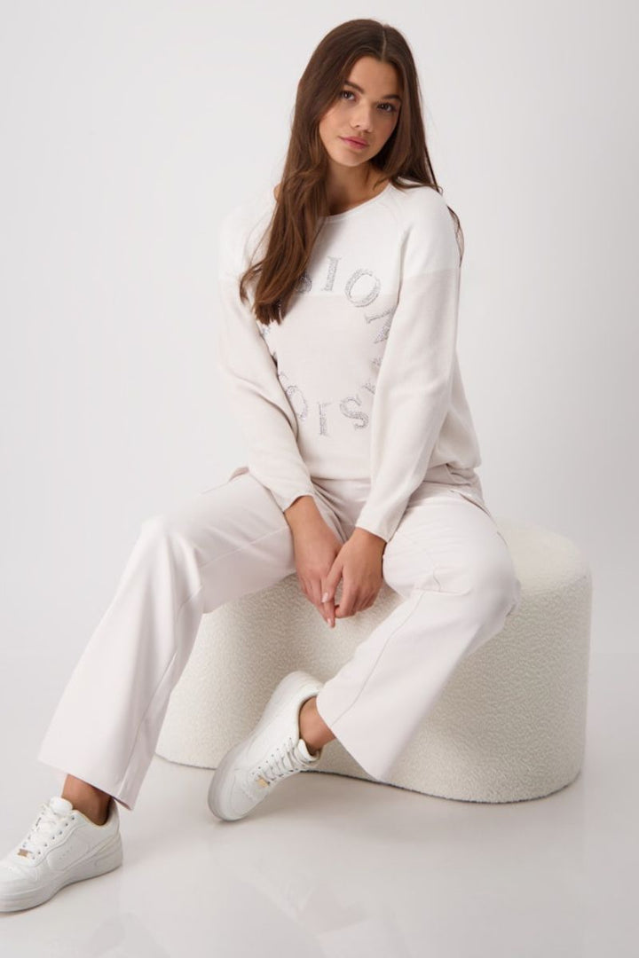 Sweater with Crystal Detail in Beige by Monari