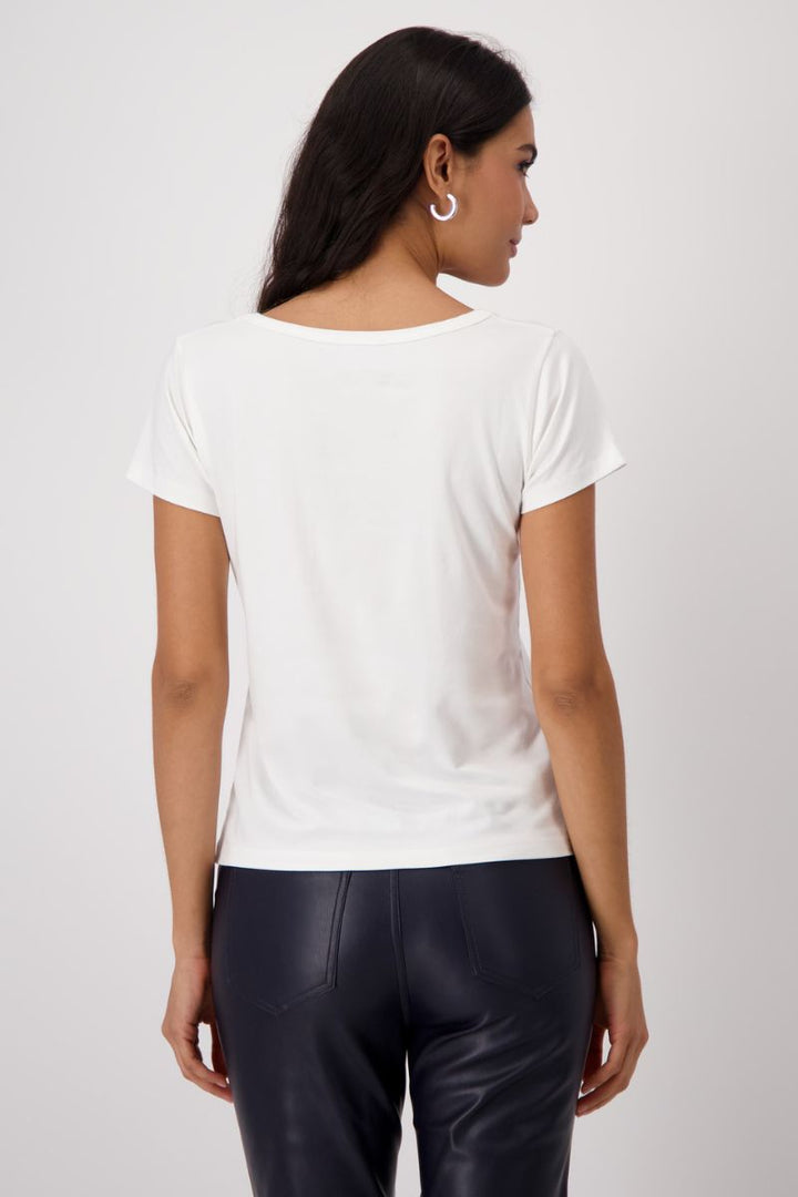 Rhinestone MNR Script T-Shirt in White by Monari in 34 / White