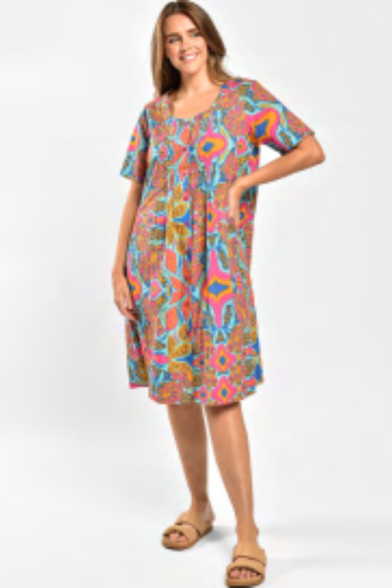 Robe à manches courtes avec boutons multicolore 3305A de Saint Lori