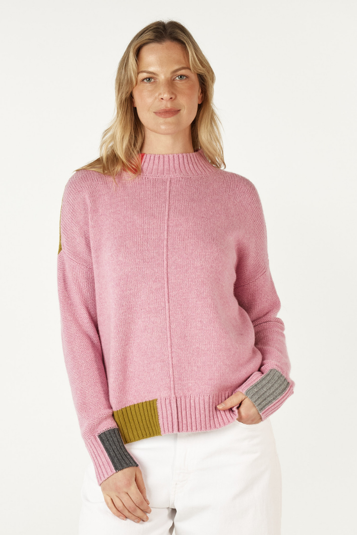 Colour Block Trim Jumper ZP7103 by Zaket & Plover in parfait