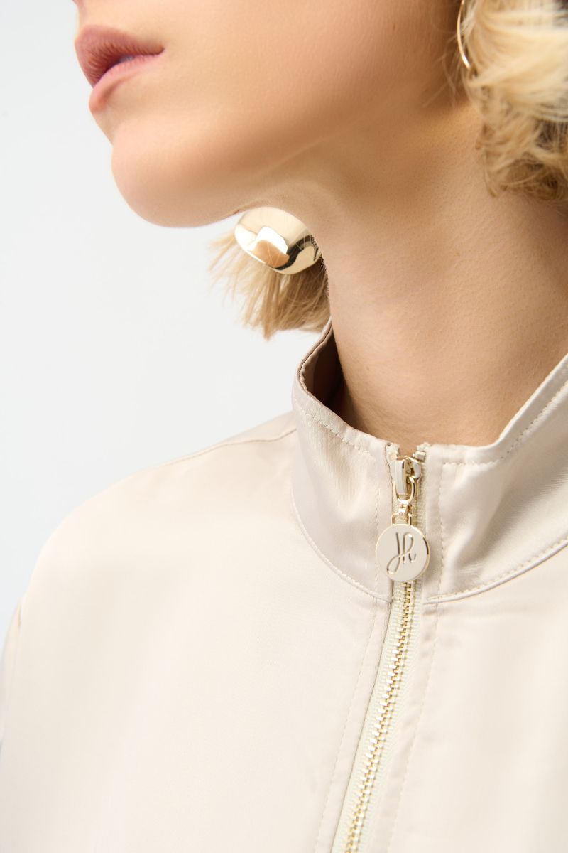 Satin Boxy Blouson Jacket in Moonstone by Joseph Ribkoff