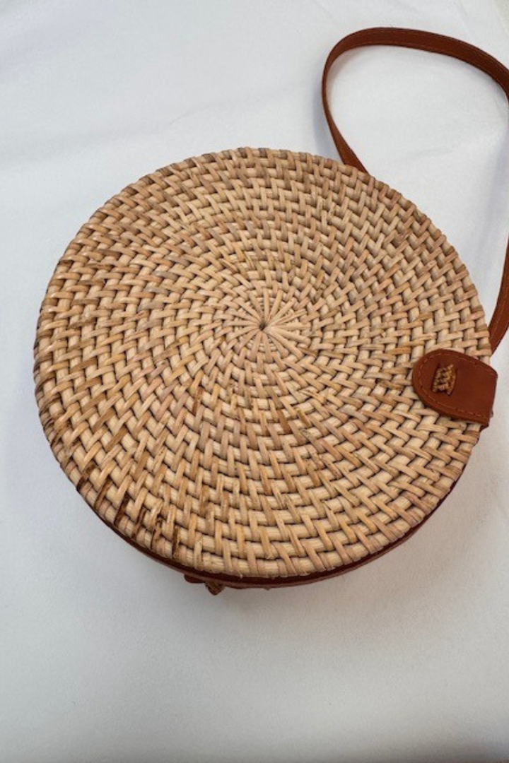 Rattan Round Handbag