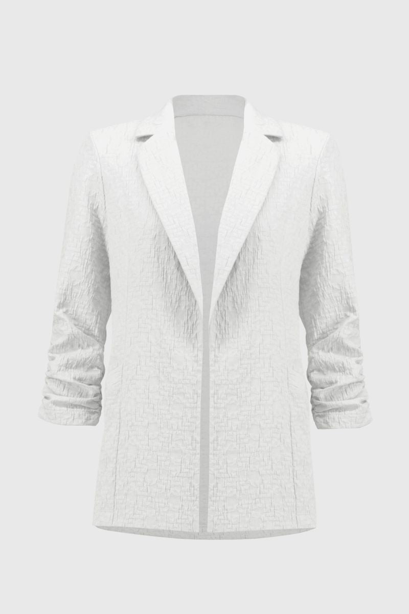 Woven Jacquard Boxy Blazer in white 242034 by Joseph Ribkoff