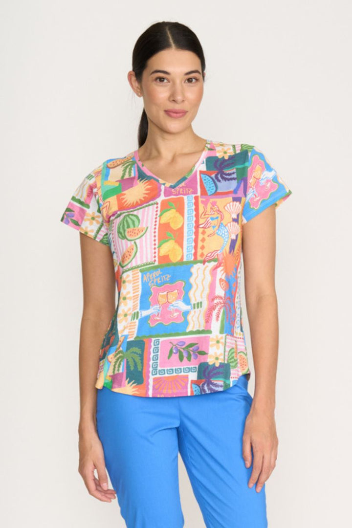 V's so fine tee in sundowner CFO7882 by Foil in XS / Floral