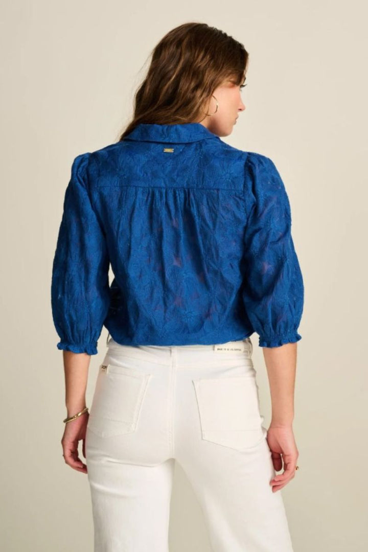 Ink Blue Jacquard detail blouse SP7727 by Pom Amsterdam