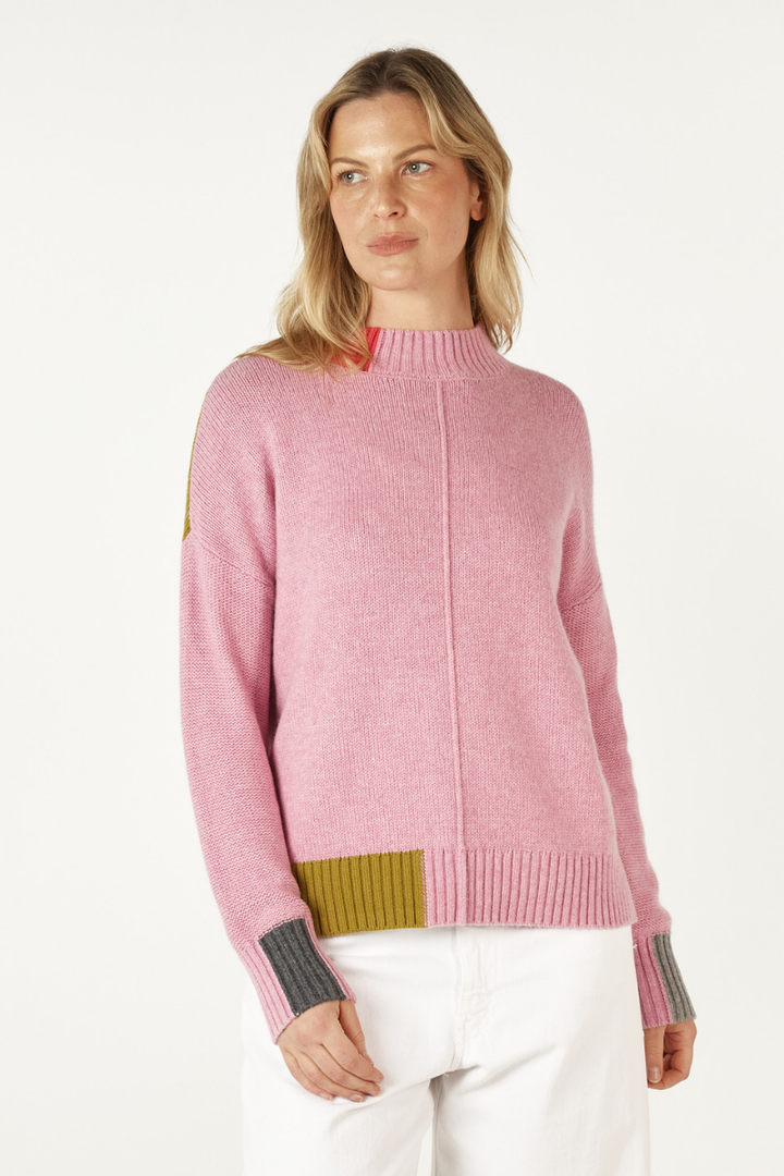 Colour Block Trim Jumper ZP7103 by Zaket & Plover in parfait