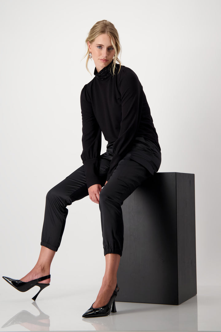 Stand Up Collar Shirt 807641MNR in Black by Monari