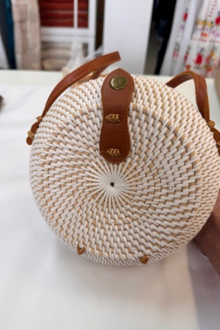 Round Rattan Handbag