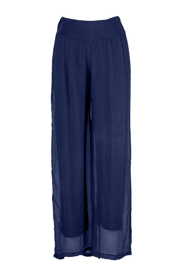 Woven Floaty Pant in Navy Black and Taupe 11/8897U From M Made in Italy