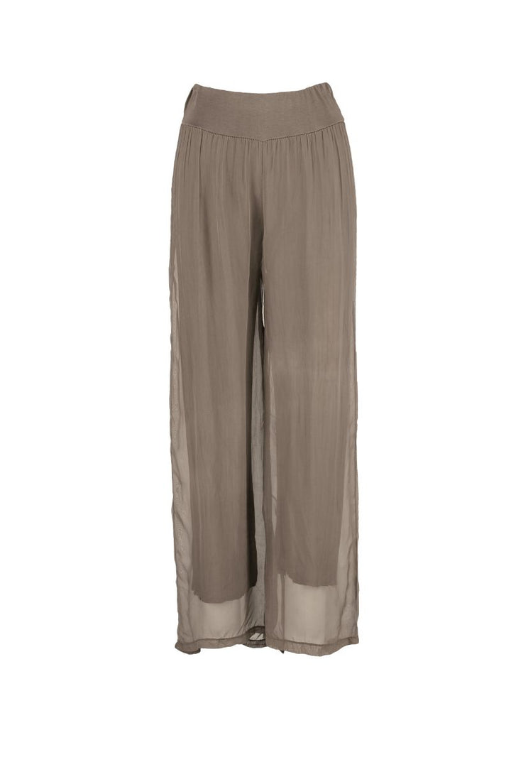 Pantalon flottant tissé en bleu marine, noir et taupe 11/8897U de M Fabriqué en Italie