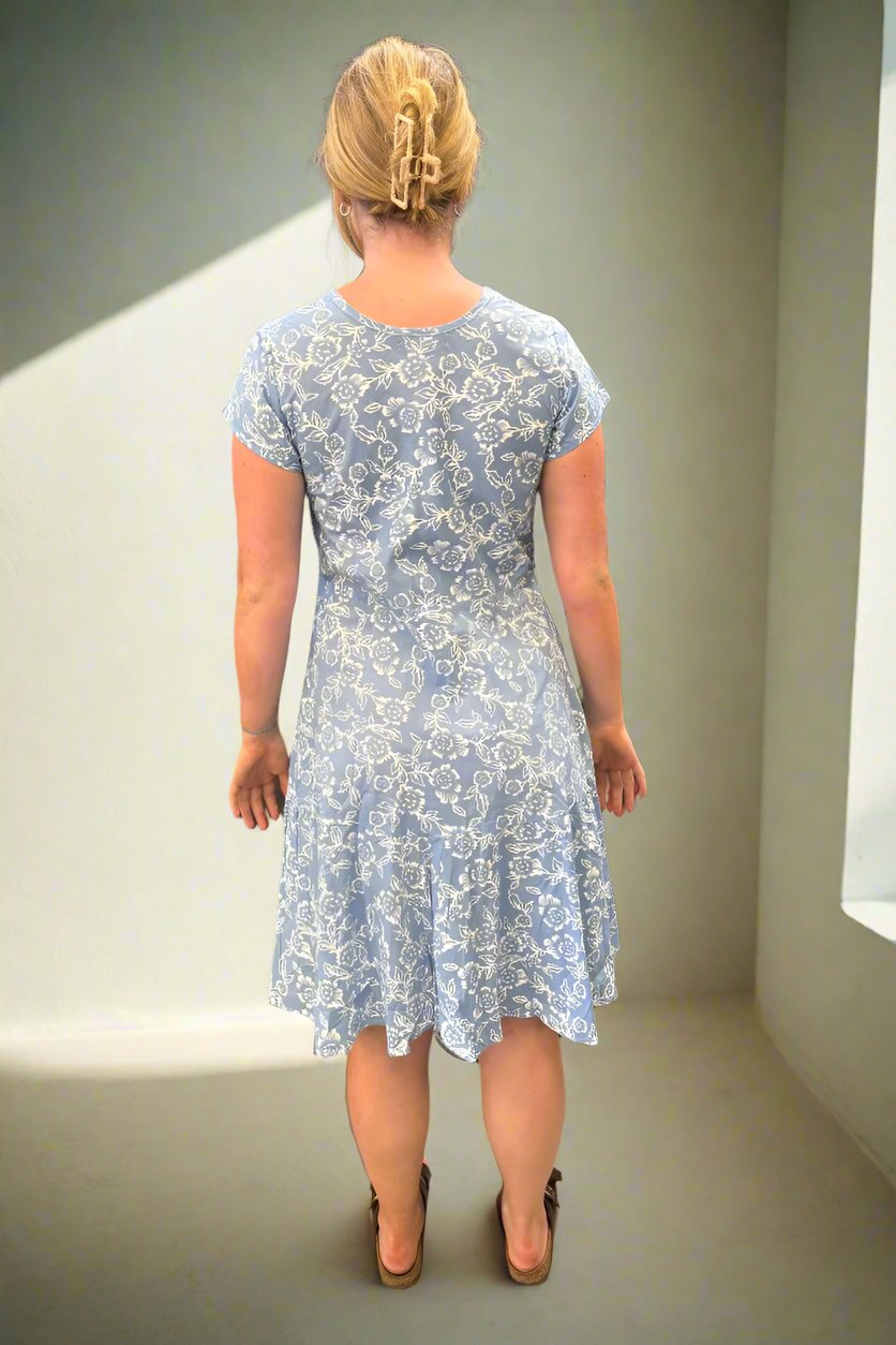 Short Sleeved cotton dress blue by 3303 By Saint Lori