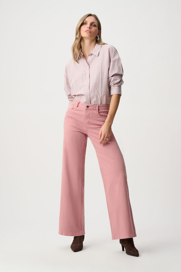 Joseph Ribkoff striped Tencel blouse styled with goldie jean
