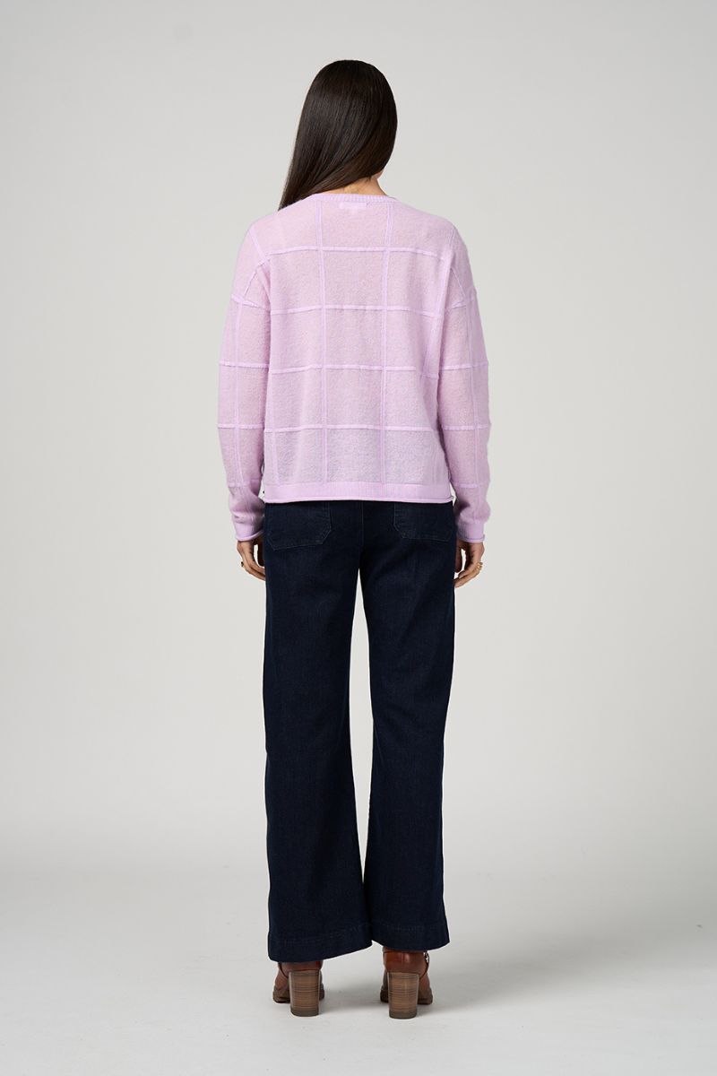 Woman wearing Loobies Story Astoria Cardigan LSK2604 back view