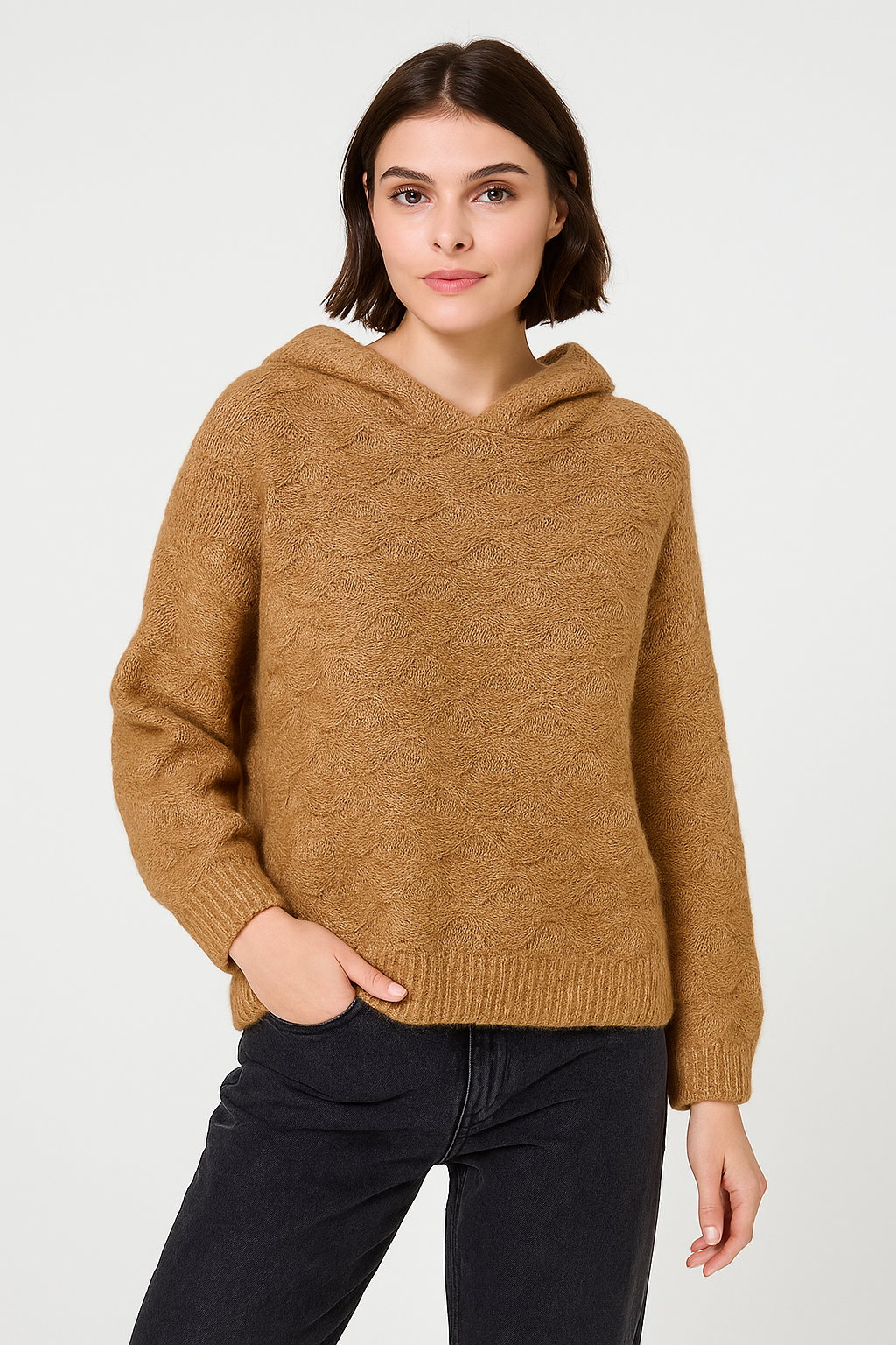 Fancy Knit Hoodie Leprague in Toffee Chine 43C-01977-PMI by Maison Anje