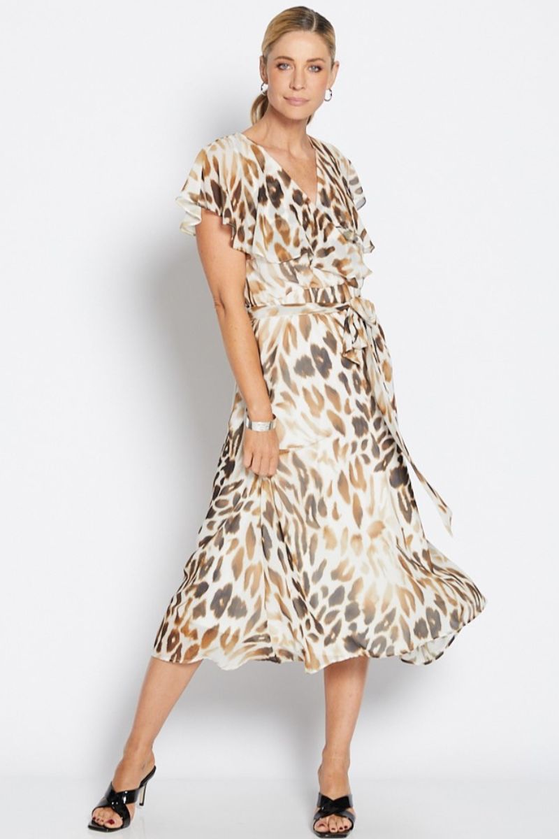 Chicago Short sleeve wrap dress in Panthera print by philosophy