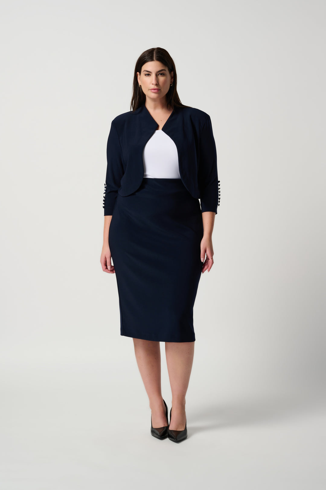 Classic Long Pencil Skirt 163083 in Black and Midnight Blue by Joseph Ribkoff