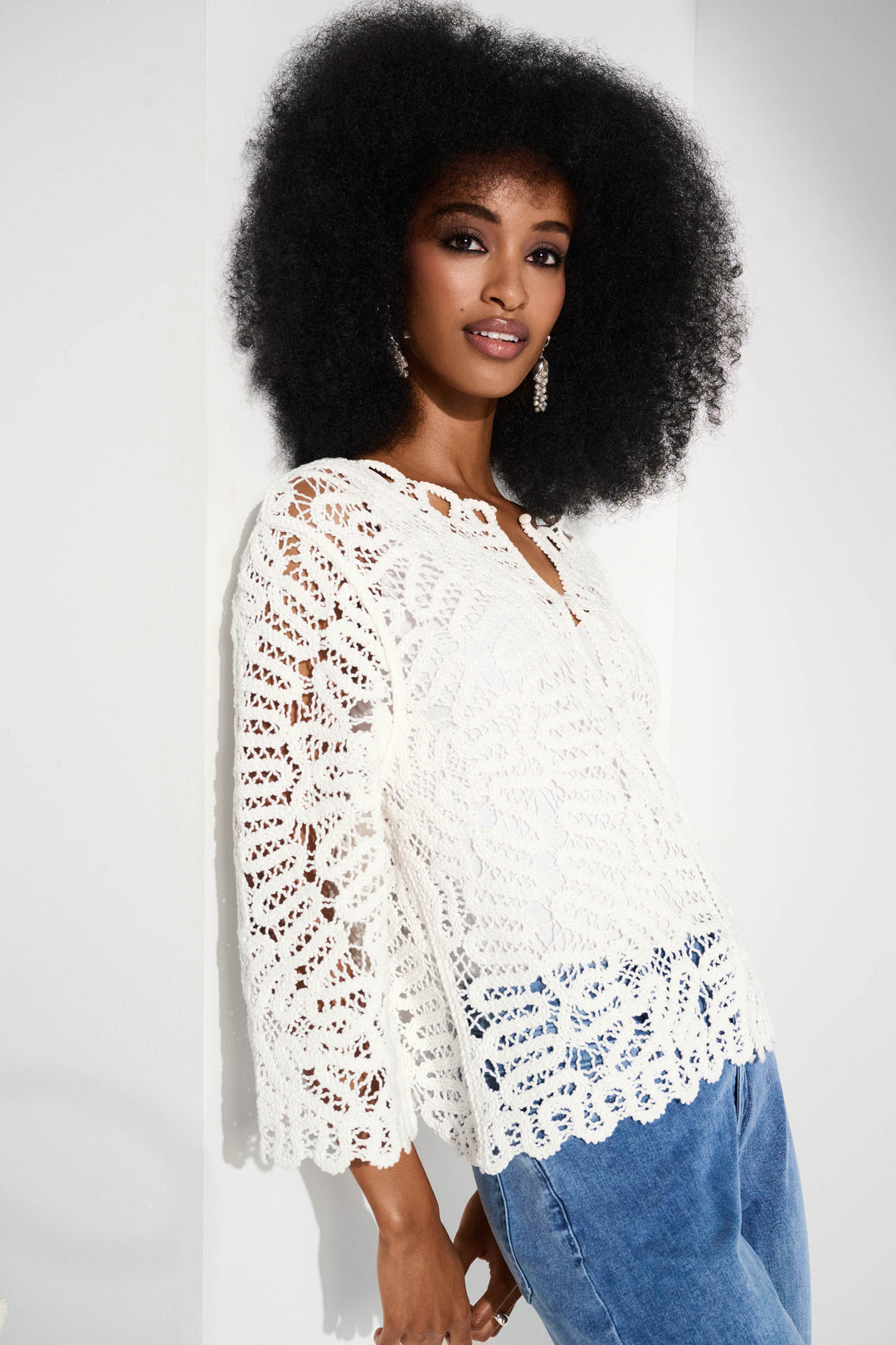 Crochet Sweater Knit Cover-Up 252905 by Joseph Ribkoff side