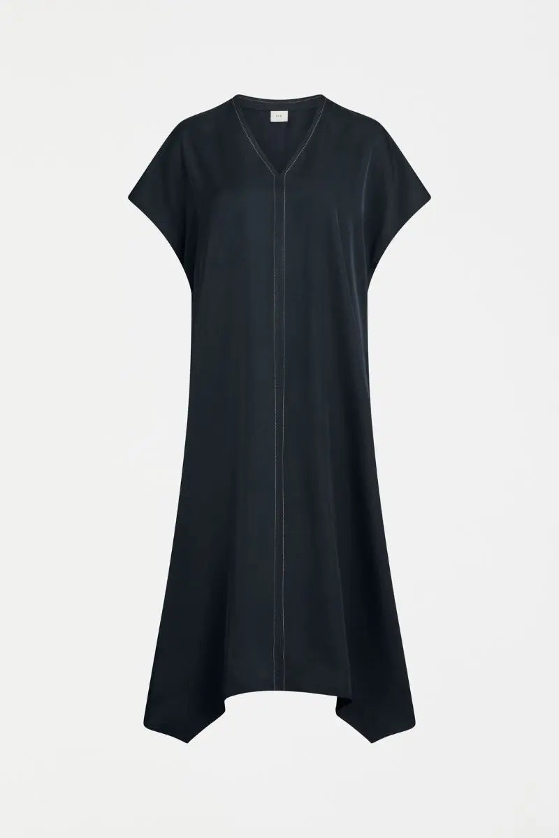 Navy dress on a white background
